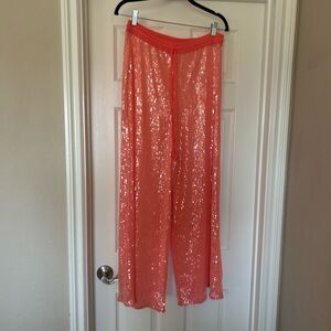 Hutch swim coverup pants, size medium, coral  w/sequins, NWOT